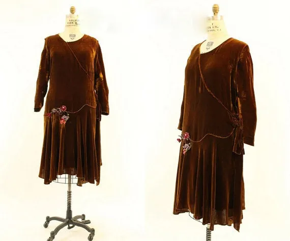 1920s silk velvet art deco dress xl volup | new winter