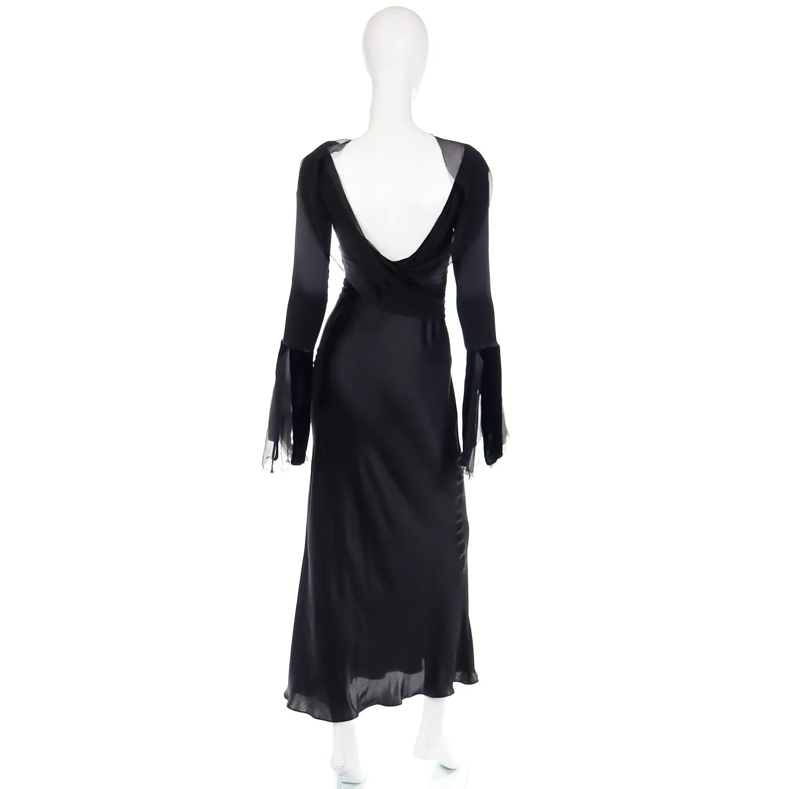 1990s Alberta Ferretti Vintage Black Silk Evening Dress