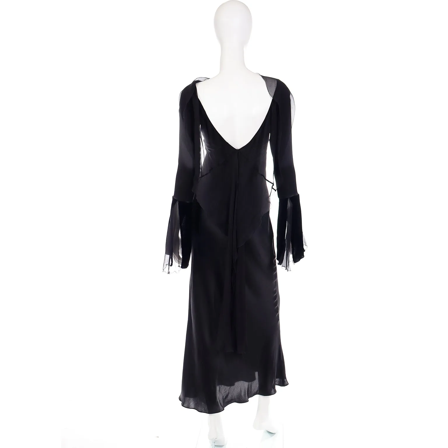 1990s Alberta Ferretti Vintage Black Silk Evening Dress