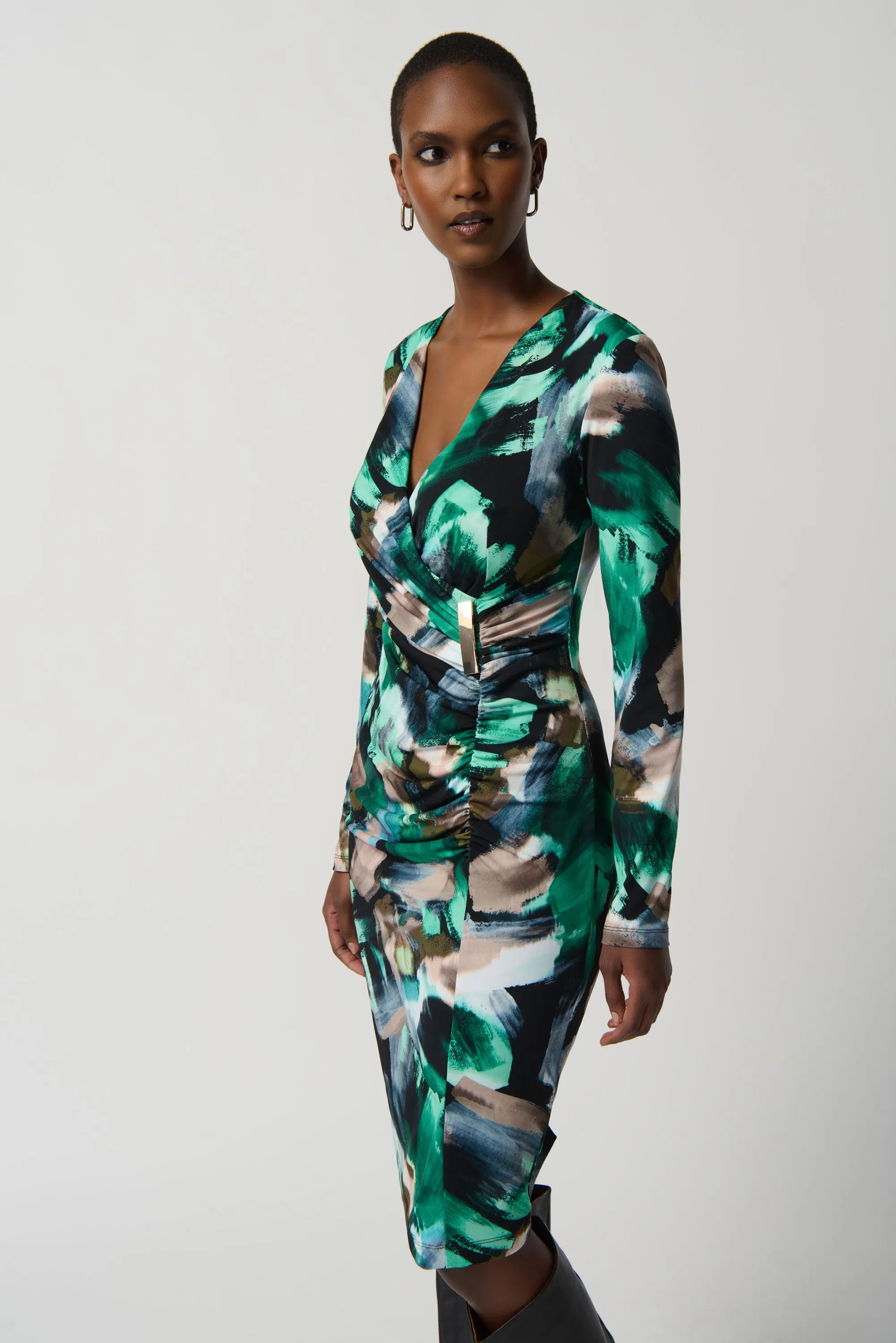 ABSTRACT PRINT WRAP DRESS