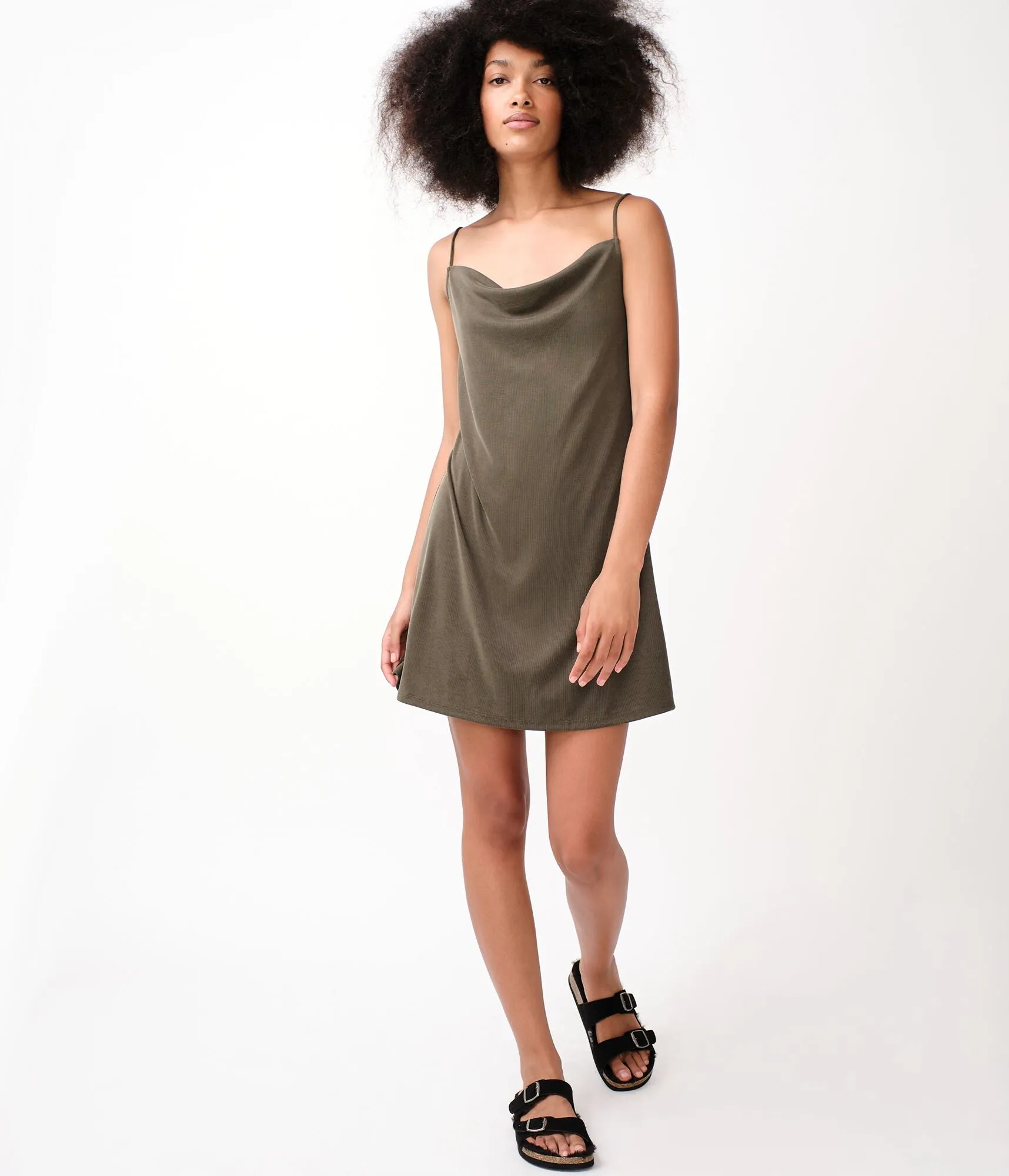 Aeropostale Solid Drapey Square-Neck Slip Dress