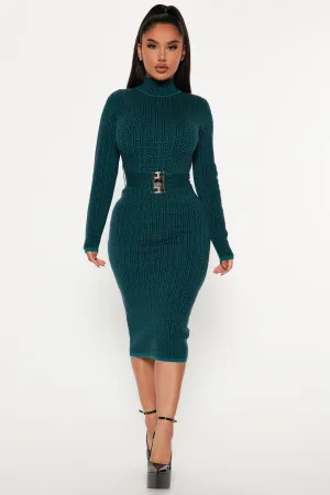 Always Know Sweater Midi Dress - Teal/combo