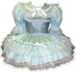 Amanda Custom Fit Mint Satin Ruffles Bows Adult Little Girl Baby Sissy Dress by Leanne's