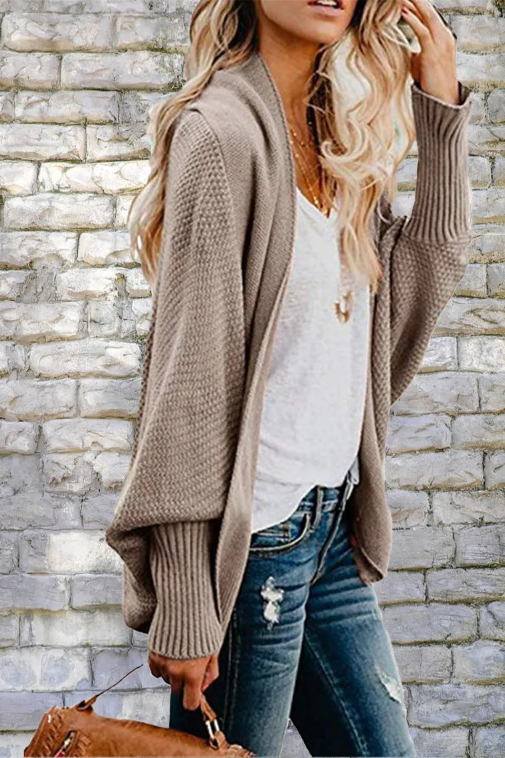 Angel Wings Open Front Dolman Sleeve Longline Cardigan