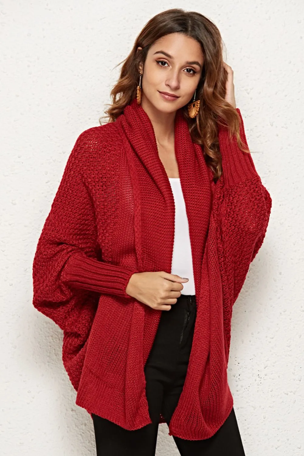 Angel Wings Open Front Dolman Sleeve Longline Cardigan