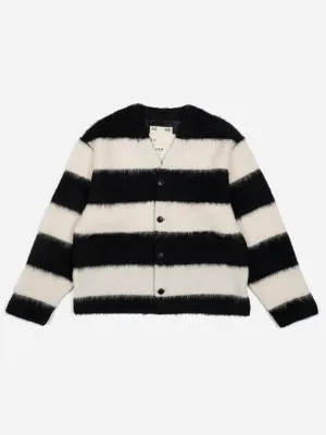 Basic Cardigan Mohair Stripes: Black/White