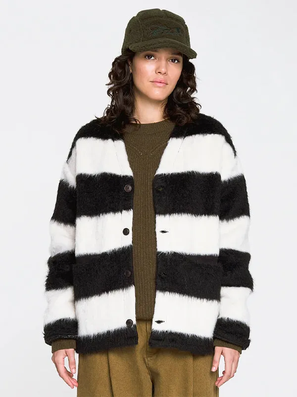 Basic Cardigan Mohair Stripes: Black/White