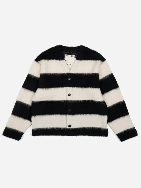 Basic Cardigan Mohair Stripes: Black/White