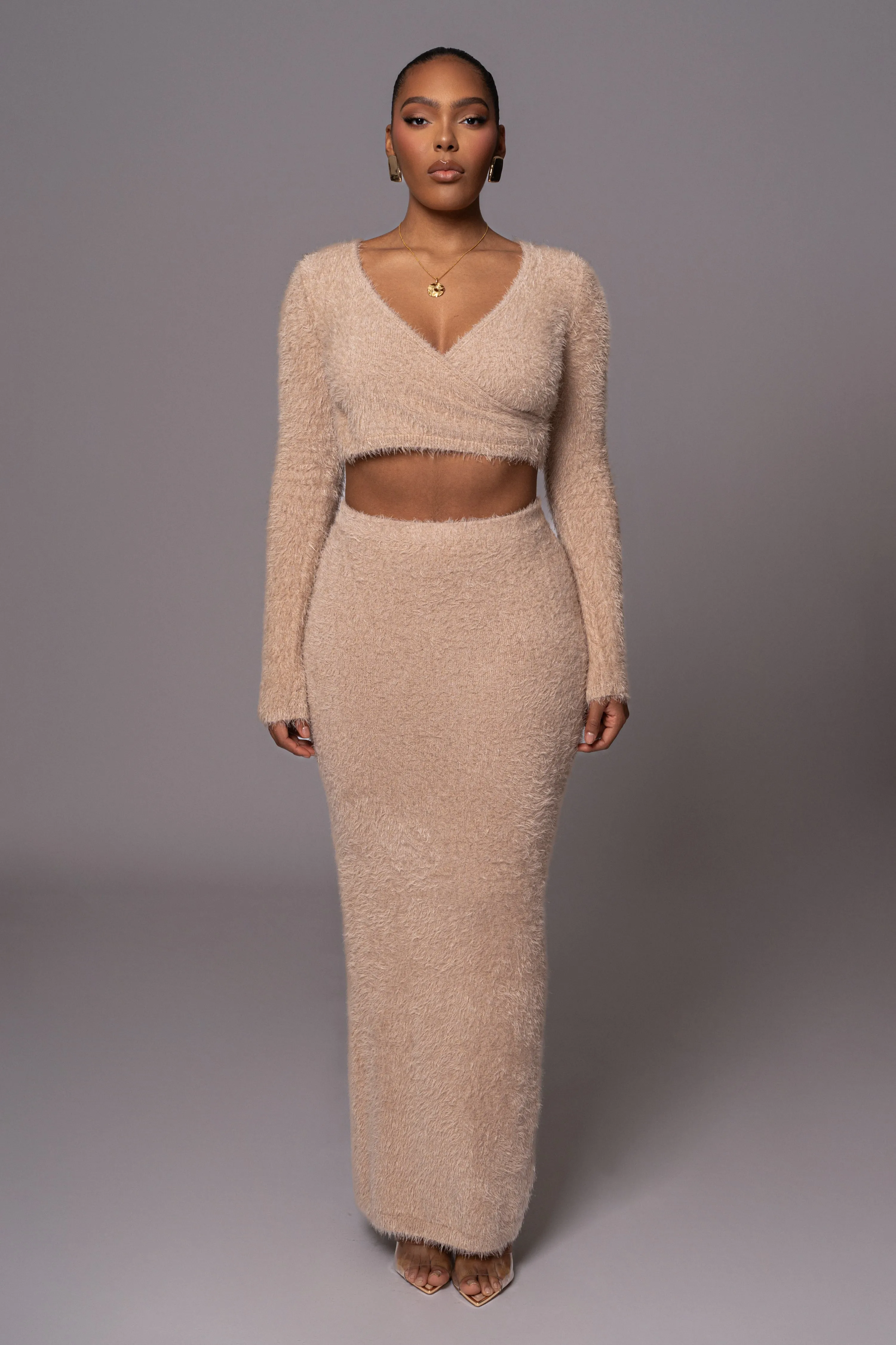 Beige Annette Sweater Knit Skirt Set