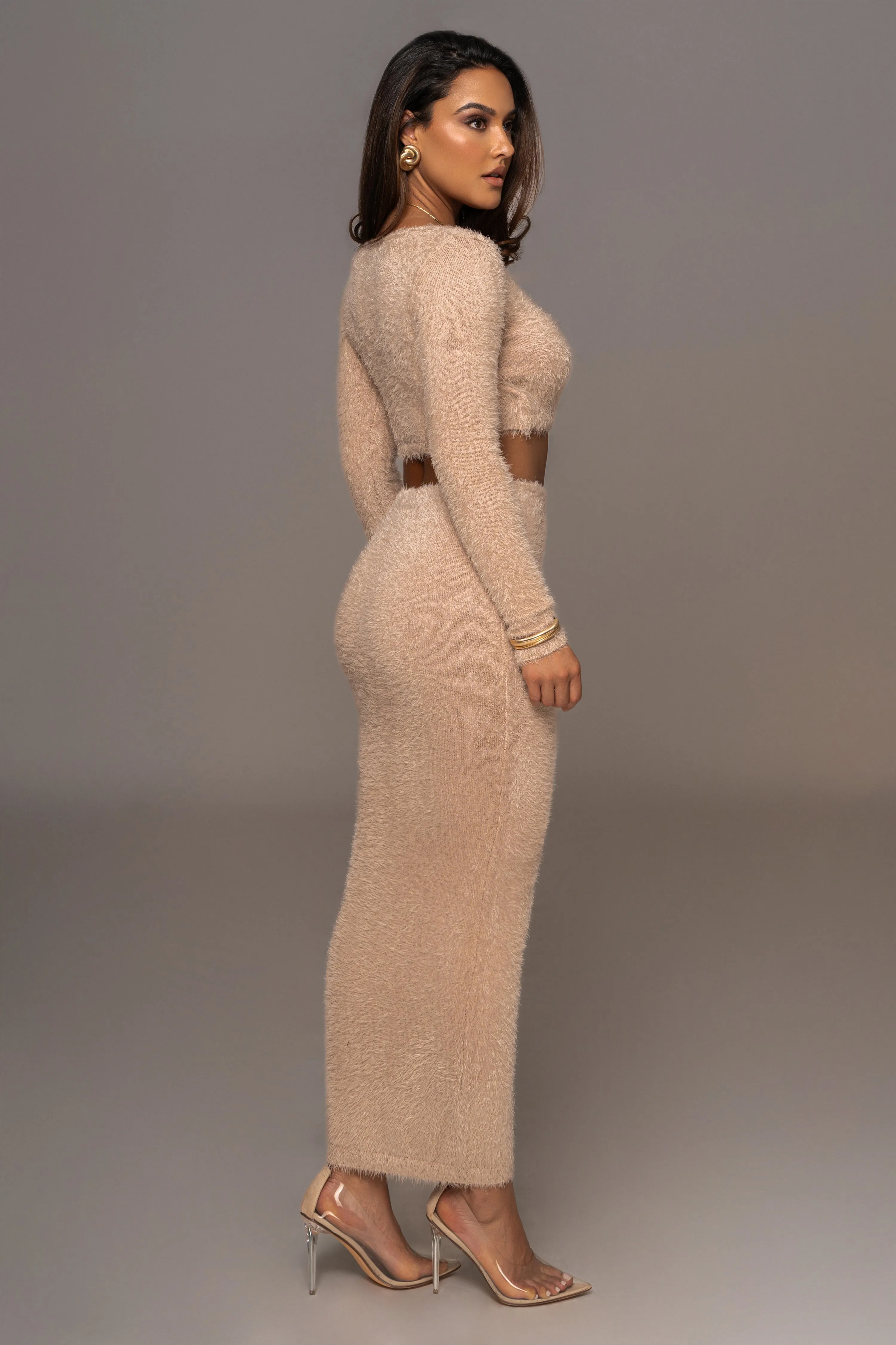 Beige Annette Sweater Knit Skirt Set