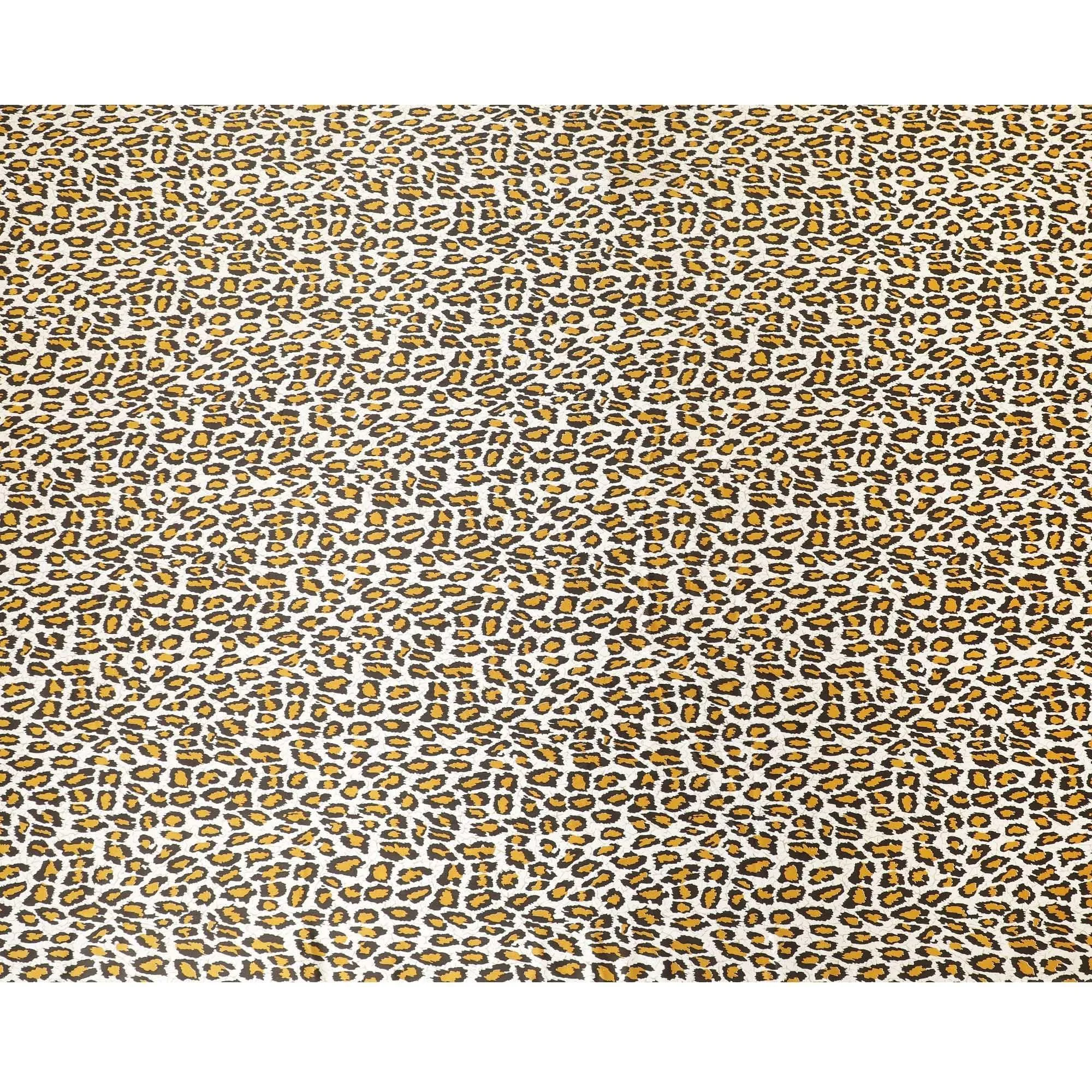 Beige premium 100% pure silk satin fabric with mustard, olive green and black print in animal skin design-D9287