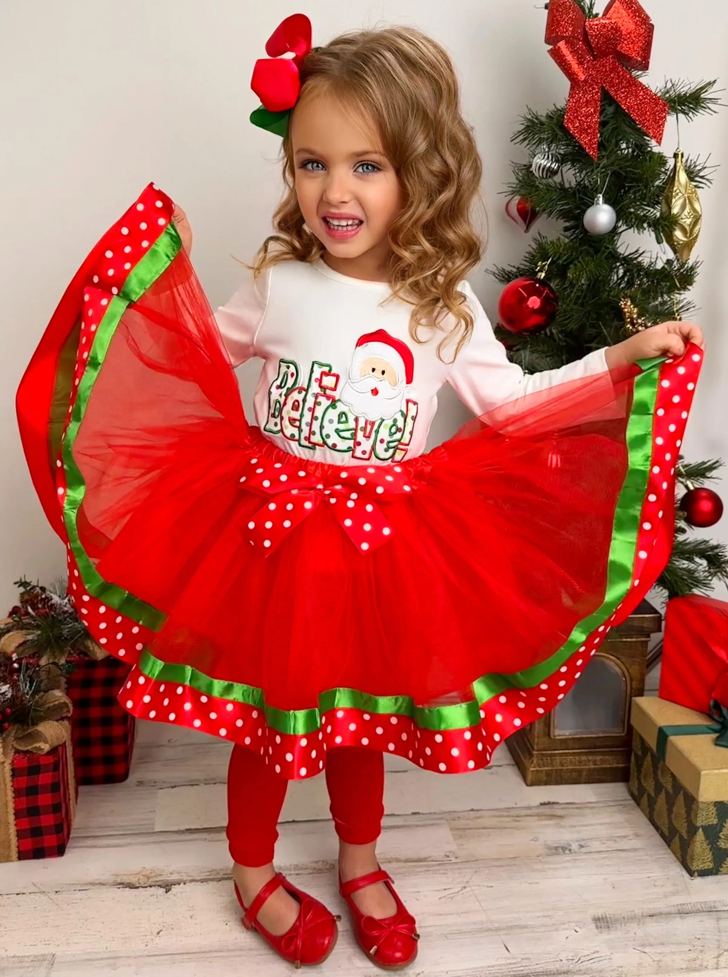 Believe In Santa Holiday Tutu Skirt Set