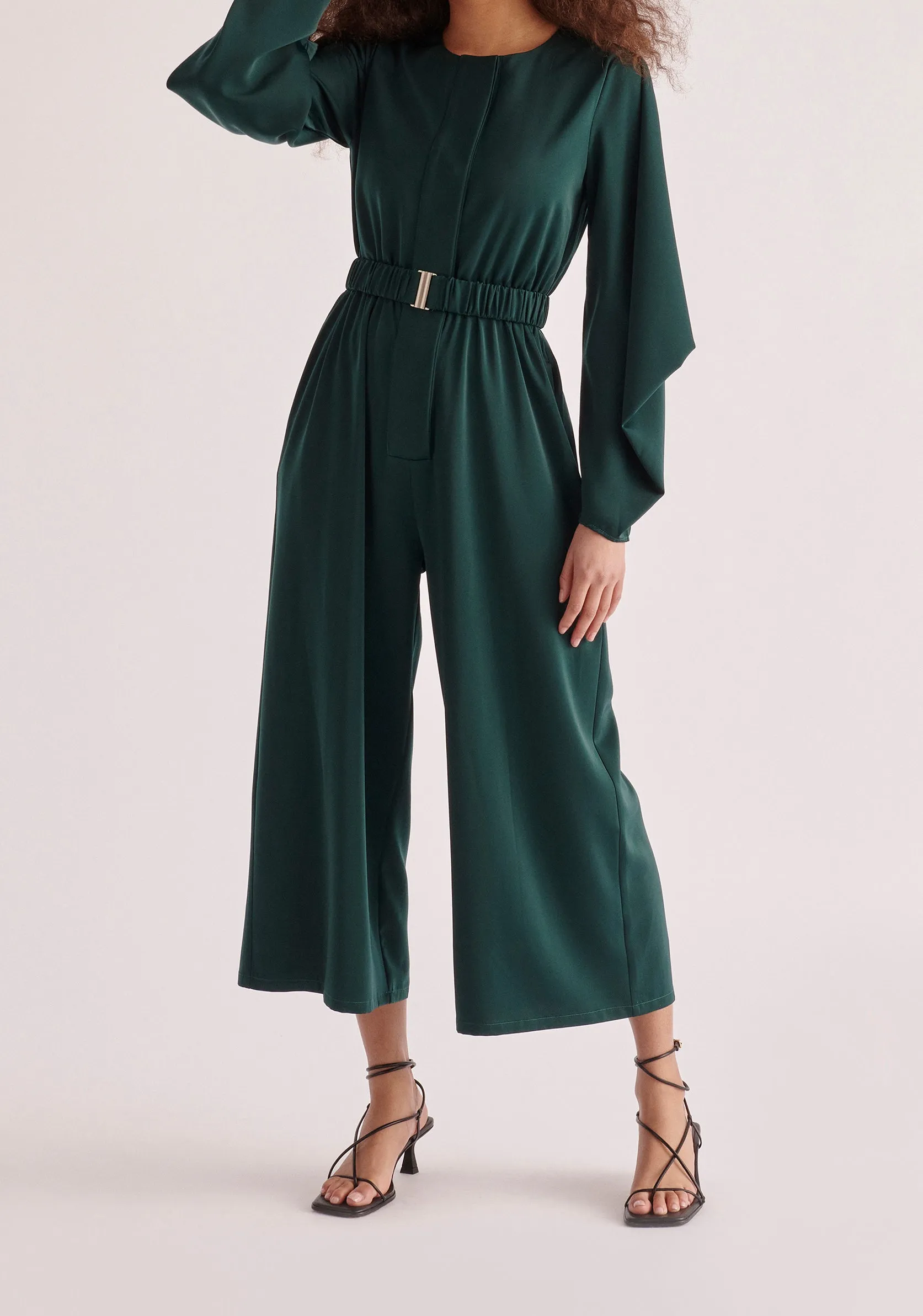 Belted Satin Jumpsuit