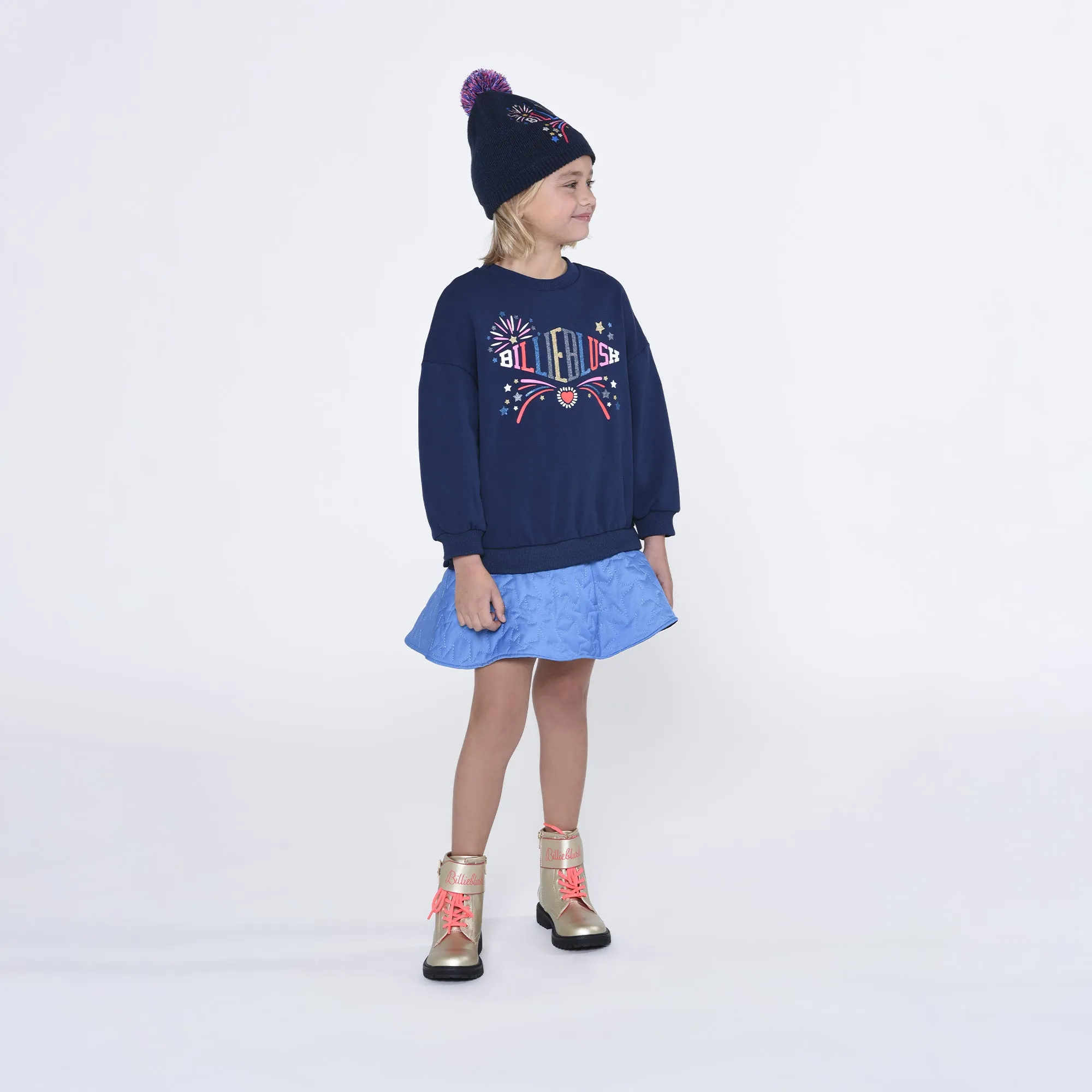 BILLIEBLUSH BIMATERIAL TWILL SKORT AND LOGO SWEATER DRESS