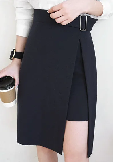 Black Pencil Buckle Skirt