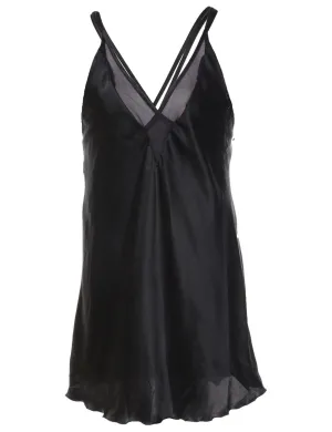 Black Shiny Slip Dress - M