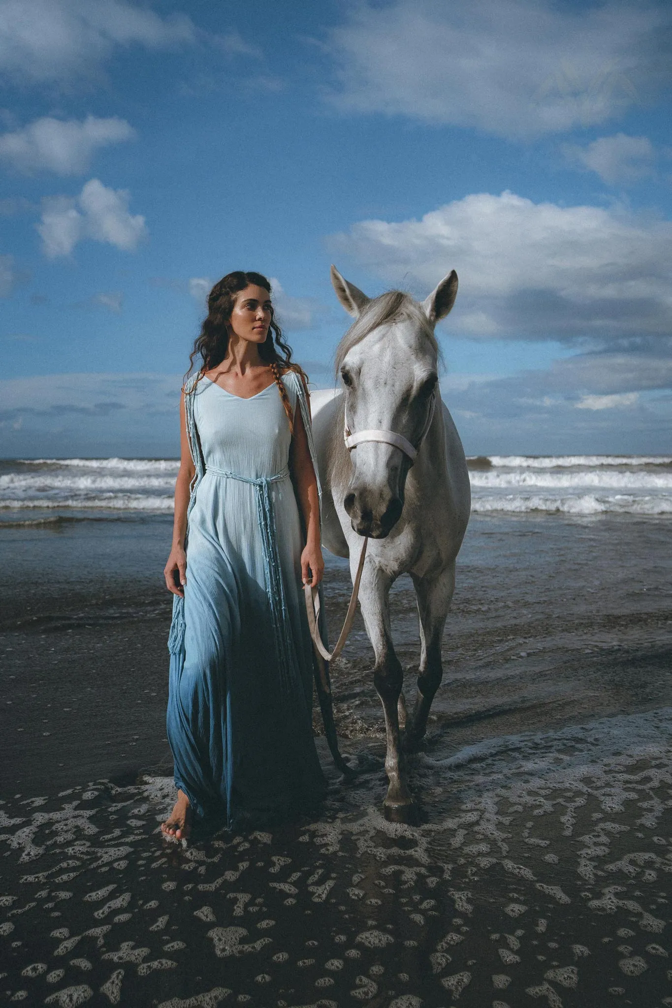 Boho Macrame Bridesmaid Dress • Ombre Sky Blue Dress