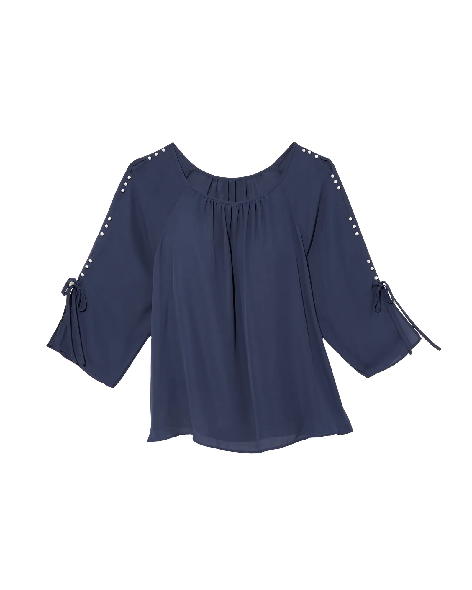 Bradie Flare Sleeve Blouse with Sleeve Accents | Royal Blue