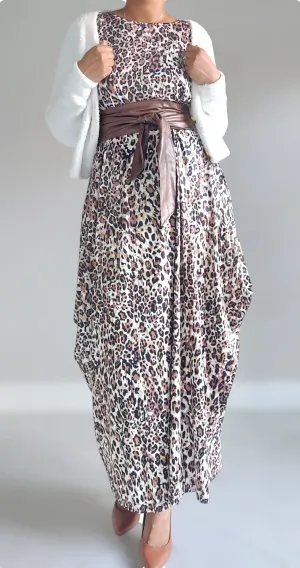 Bubble  Dress /Brown Leopard Print