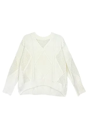 Cable Knit Fisherman Sweater - Off-White