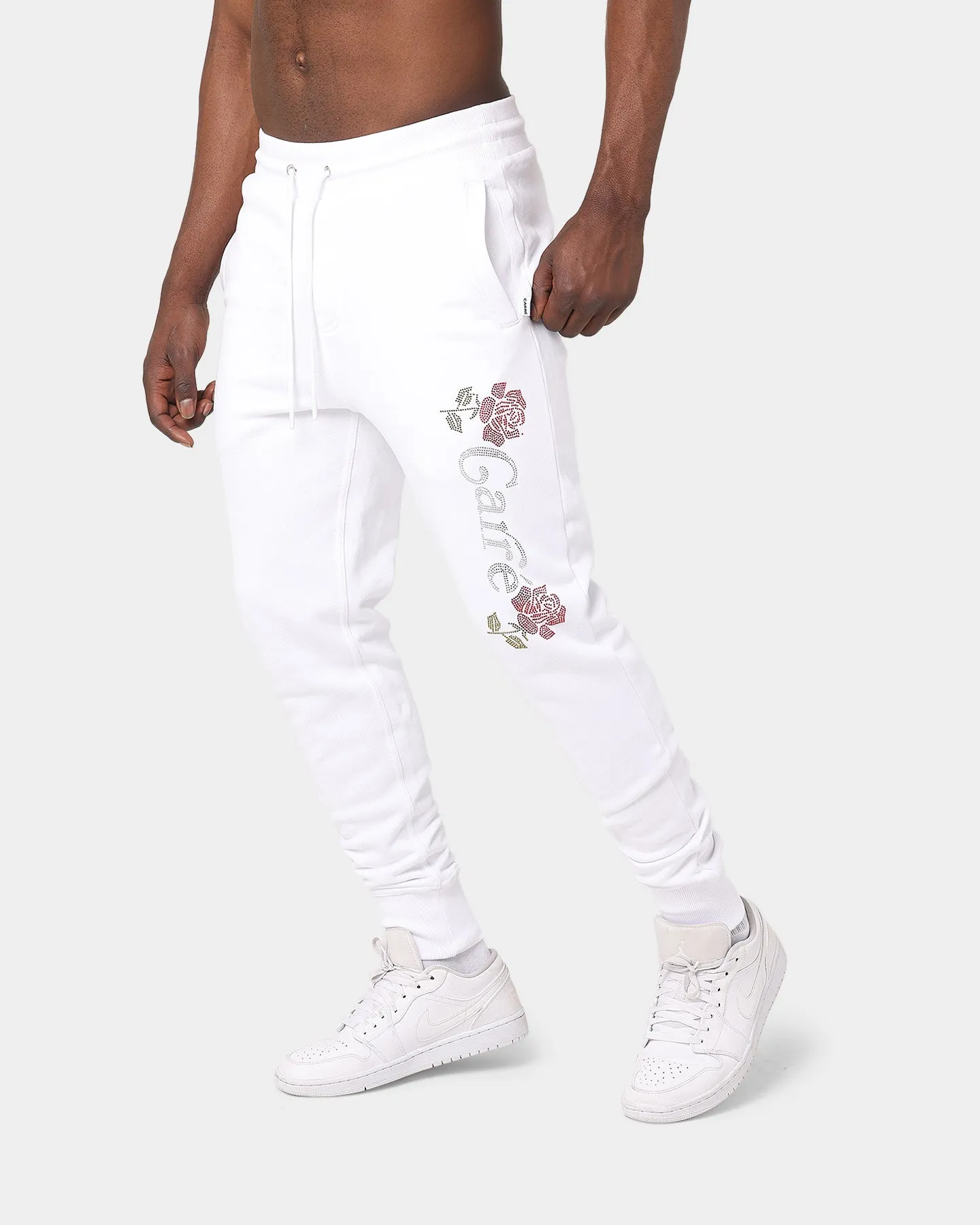 Carré Rhinestone Rose Sweatpants White