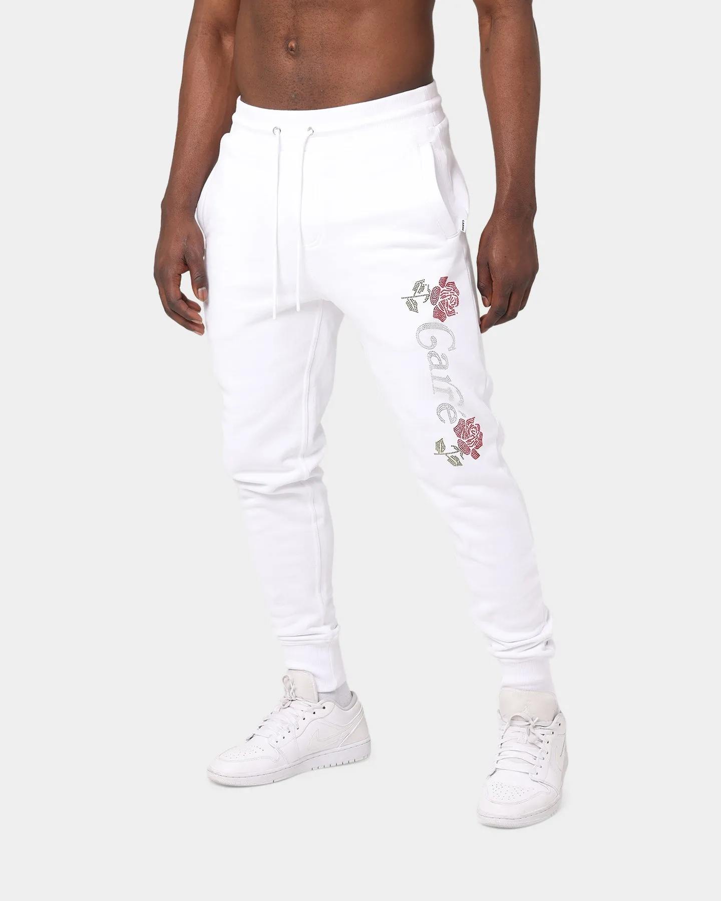 Carré Rhinestone Rose Sweatpants White