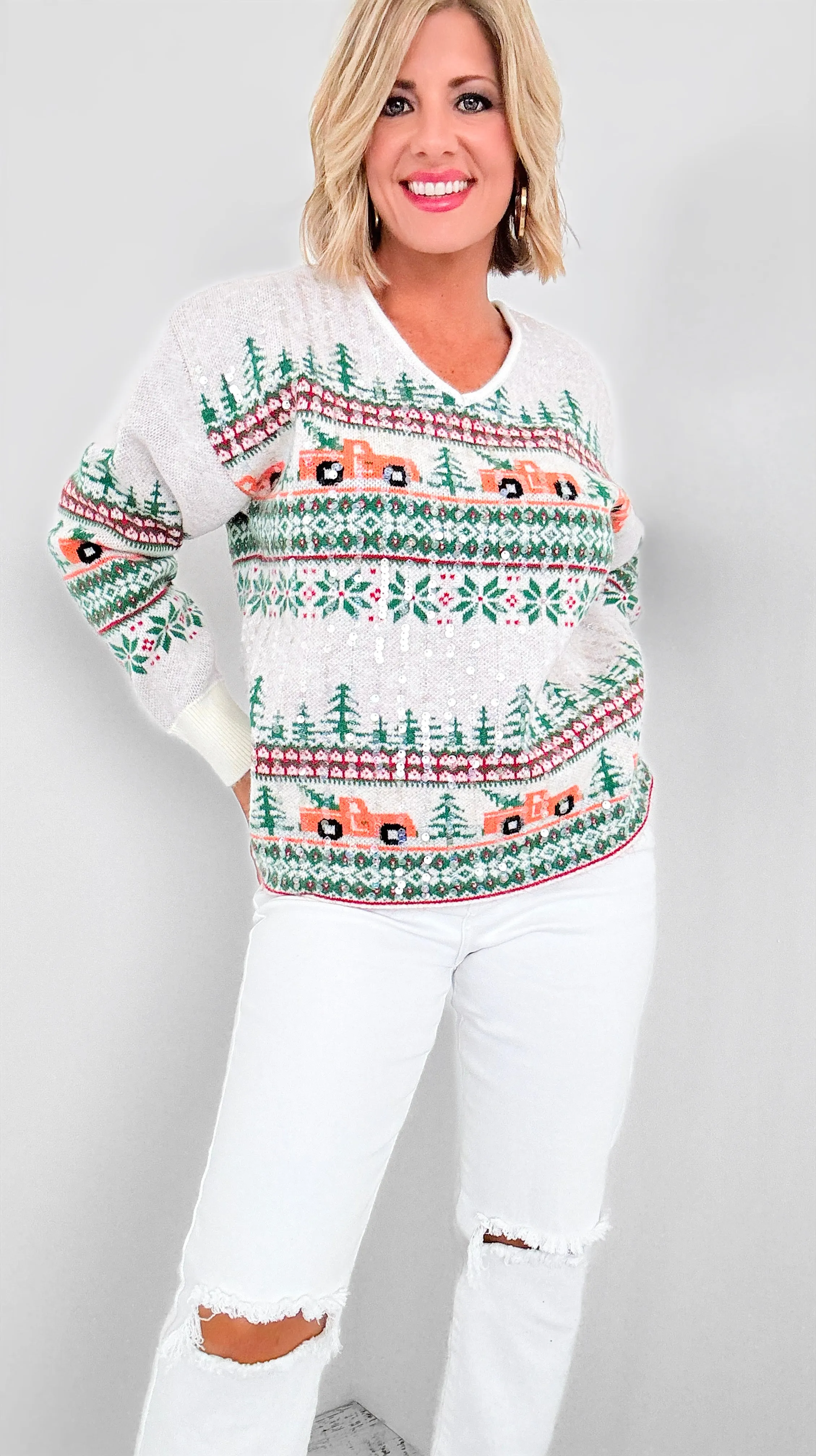 Cheer Truck Christmas Tree Sweater