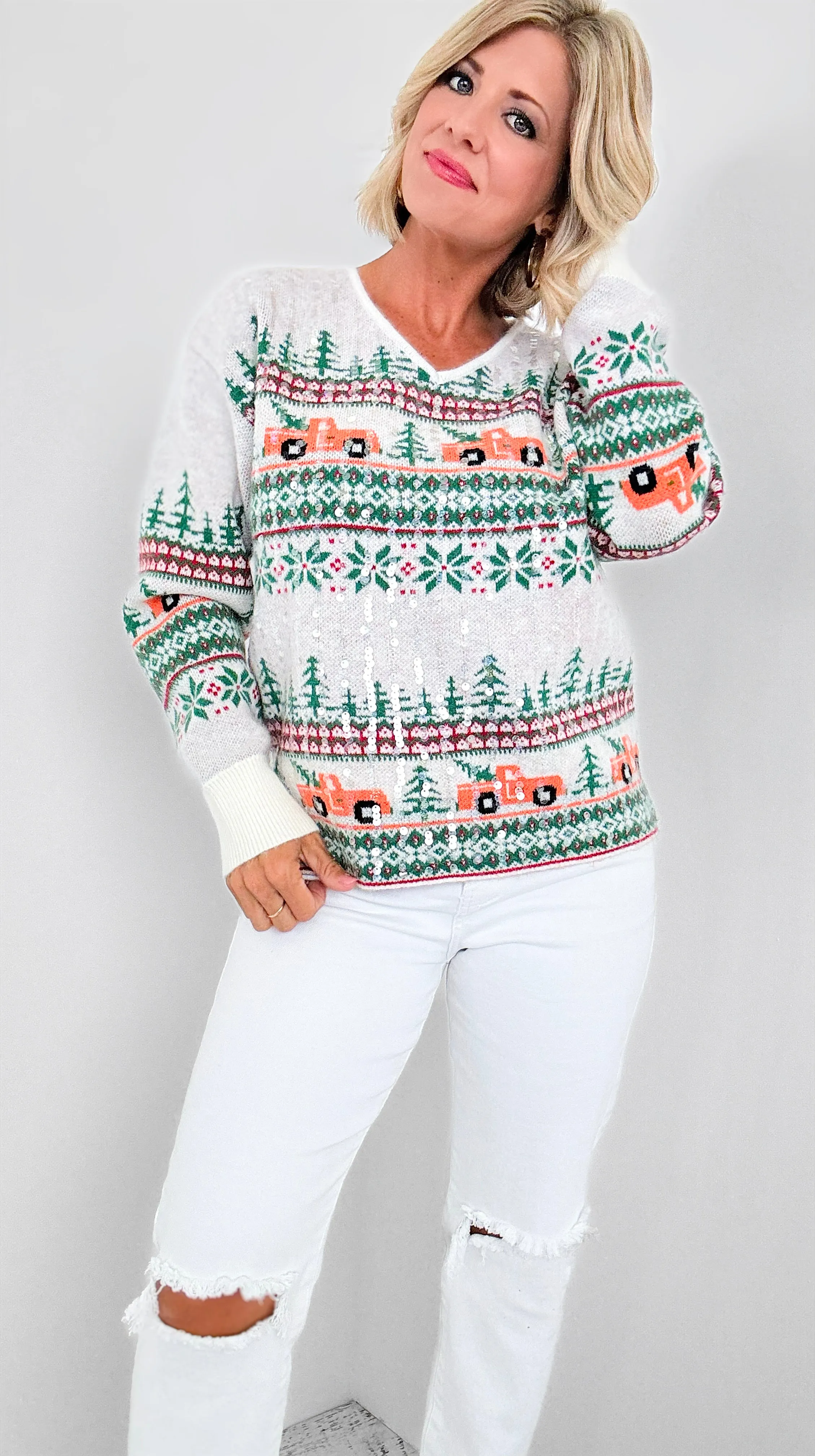 Cheer Truck Christmas Tree Sweater