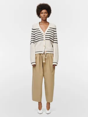 Cocoon Split Sleeve Cardigan in Crema w/ Black Stripe