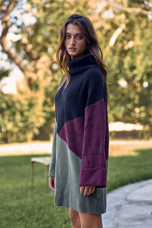 Color block Sweater Dress in Multicolor