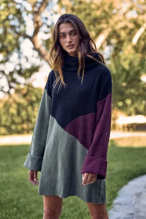 Color block Sweater Dress in Multicolor