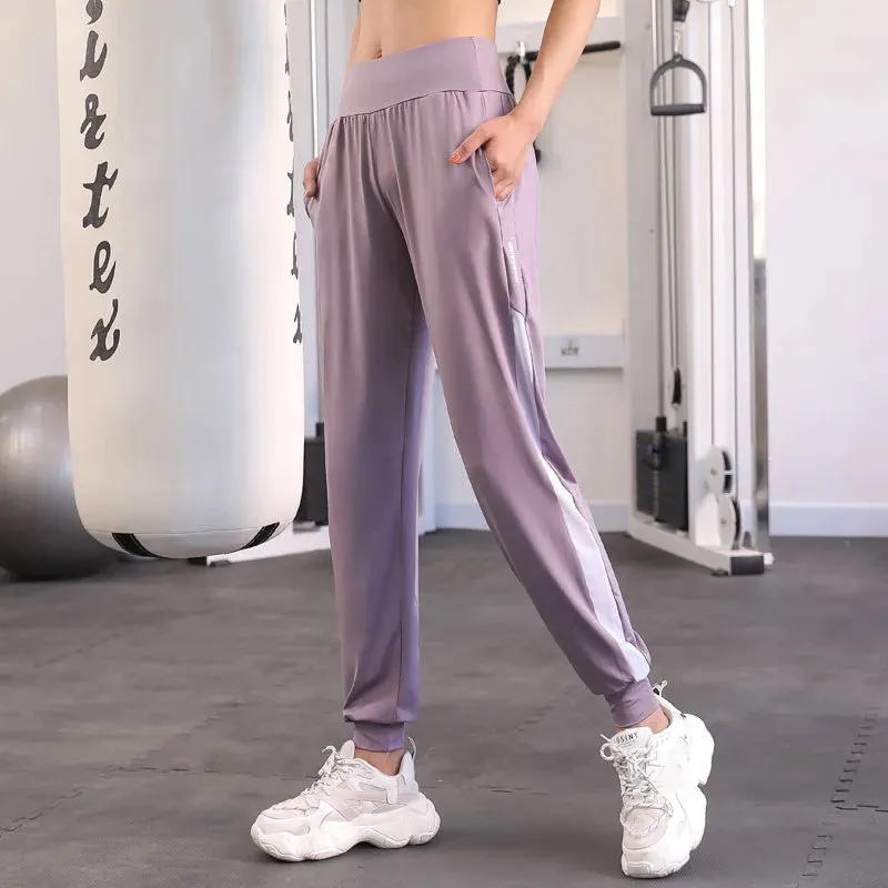 Colorful Patchwork Baggy Harem Sweatpants with Elastic Waistband