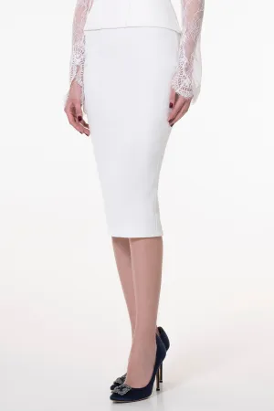 Conical Midi Crepe Skirt In Ivory