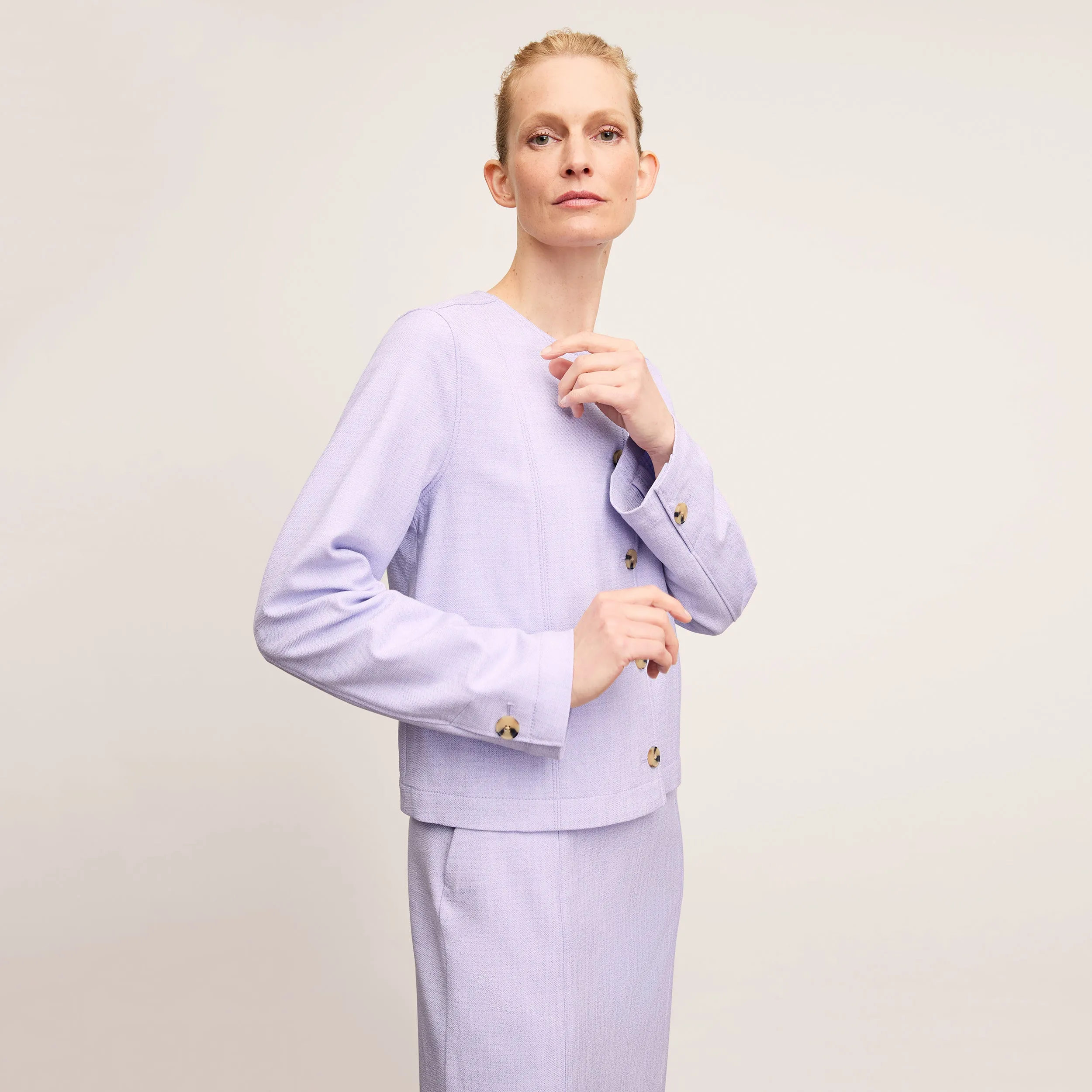 Constance Dress - Stretch Tweed :: Lilac/Ivory