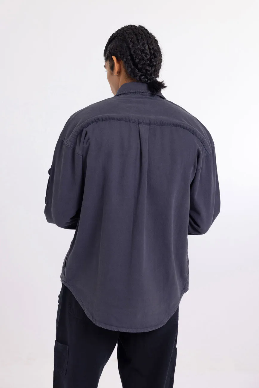 Cotton Twill Shacket // Graphite