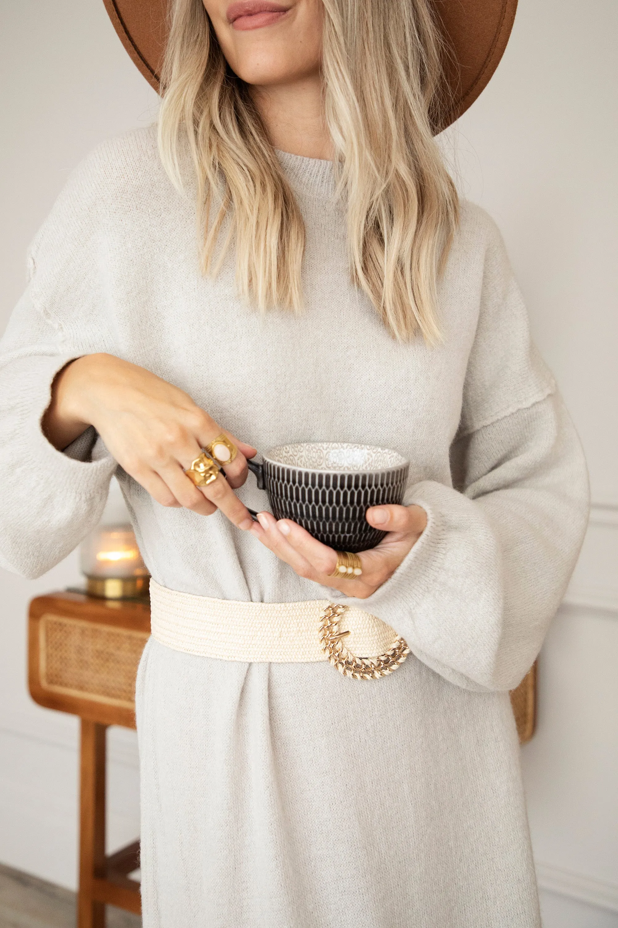 Cozy Claire Café Au Lait - Sweater Dress