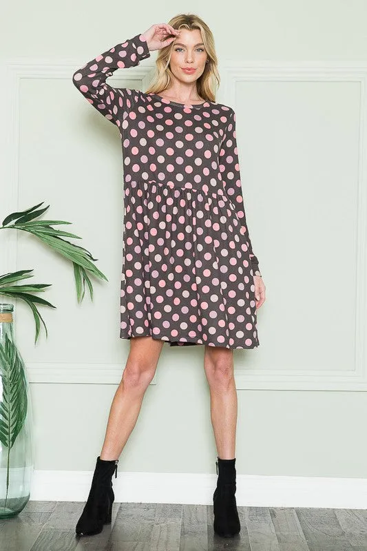 Cross Back Polka Dot Dress with Pockets