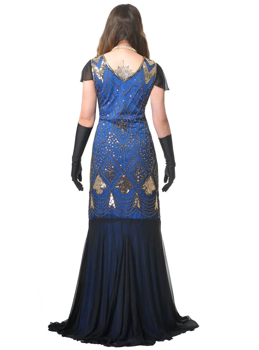 Deluxe Womens Blue 1920s Hollywood Gatsby Dress Costume