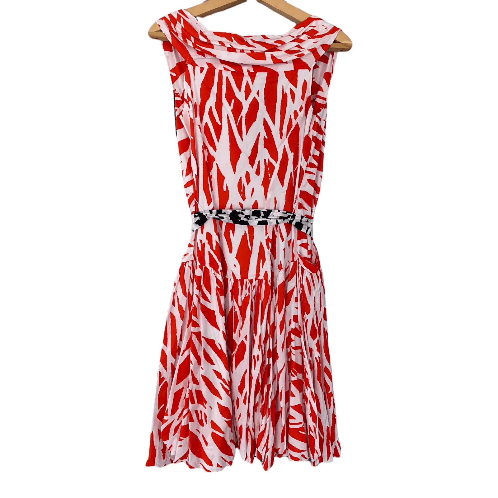 Diane von Furstenberg Wrap Around Dress Red Abstract Pattern US Size 6 (UK 10)