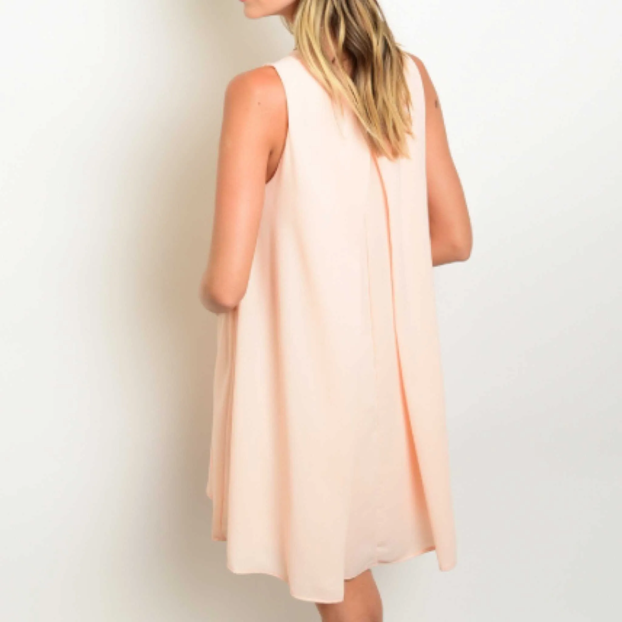 Dreamsicle Peach Solid Key-hole Shift Dress