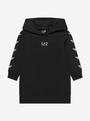 EA7 Emporio Armani Girls Logo Print Hooded Sweater Dress