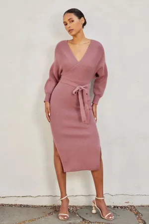 Easy To Love Knitted Midi Dress DRIED ROSE