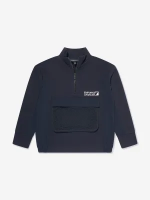 Emporio Armani Boys Half Zip Sweatshirt in Navy