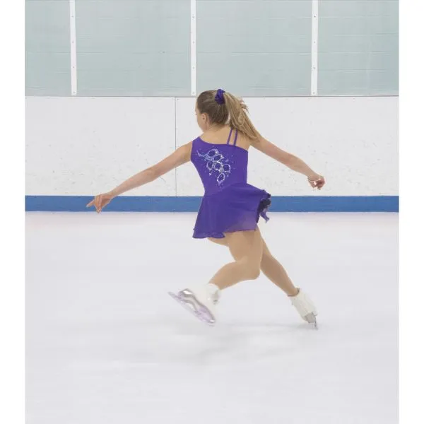 F23025R Competition Figure Skating One Shoulder Dress CRYSTALS