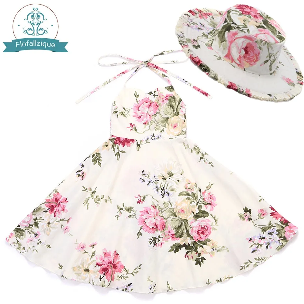 Fabulous Ruffle Floral Dress with Matching Hat