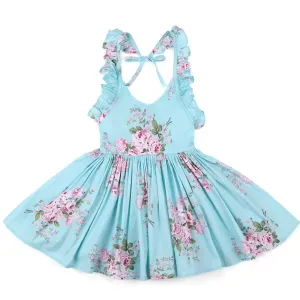 Fabulous Ruffle Floral Dress with Matching Hat