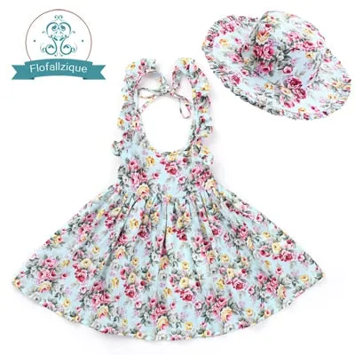 Fabulous Ruffle Floral Dress with Matching Hat