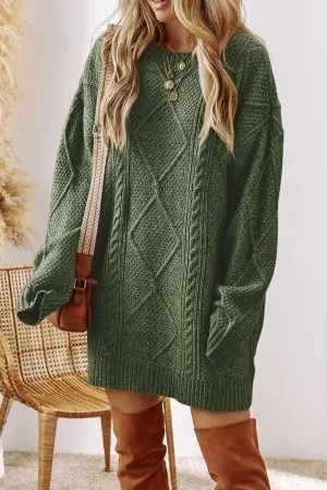 Fall Sweater Dress - Green