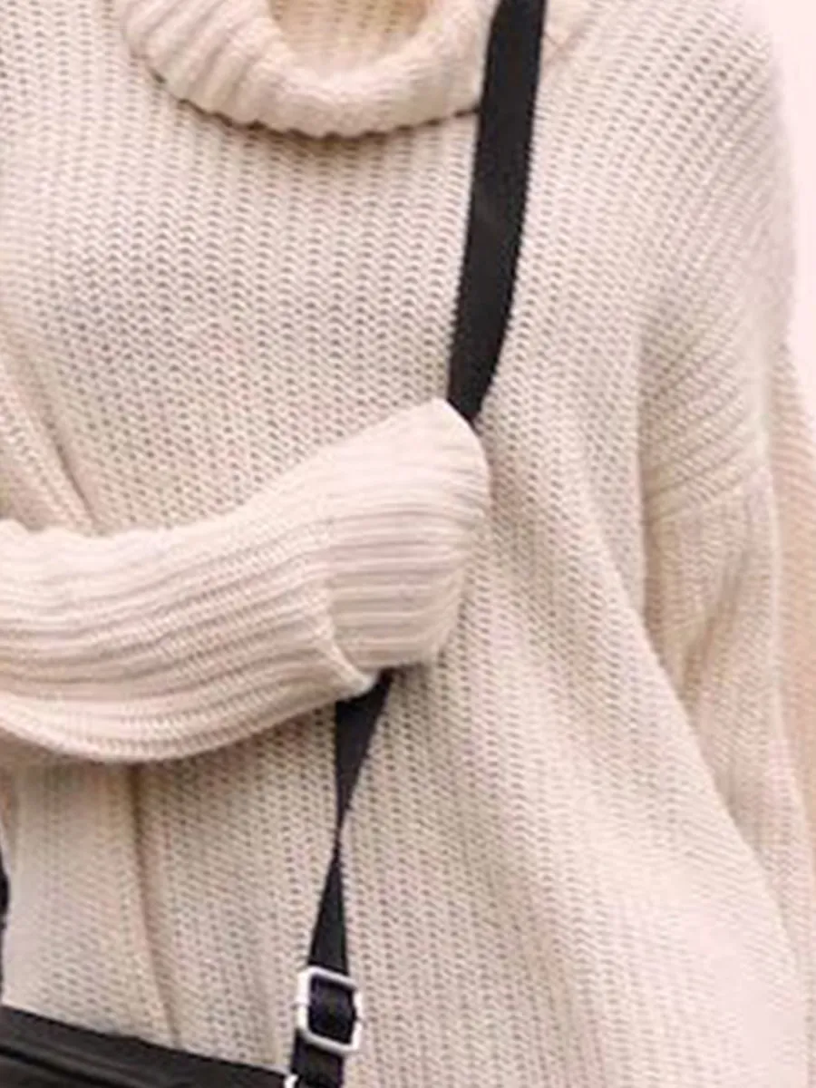 Fashion Casual Solid Color High Neck Knitted Dress