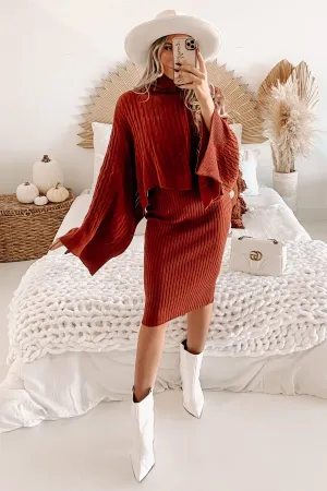 Feel The Warmth Sweater & Dress Set (Wine)